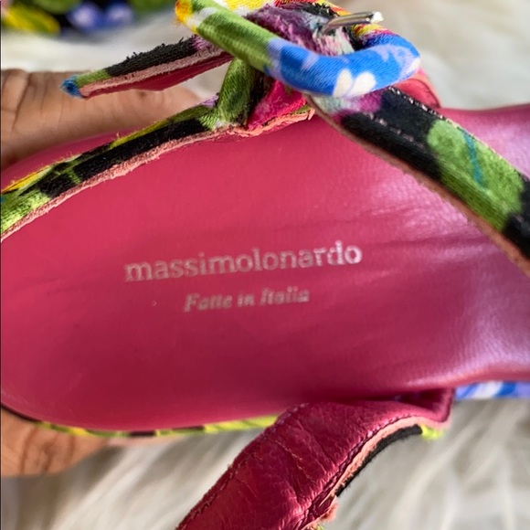 Massimo Lonardo Floral Silk Satin Platforn Sandals - Picture 9 of 10
